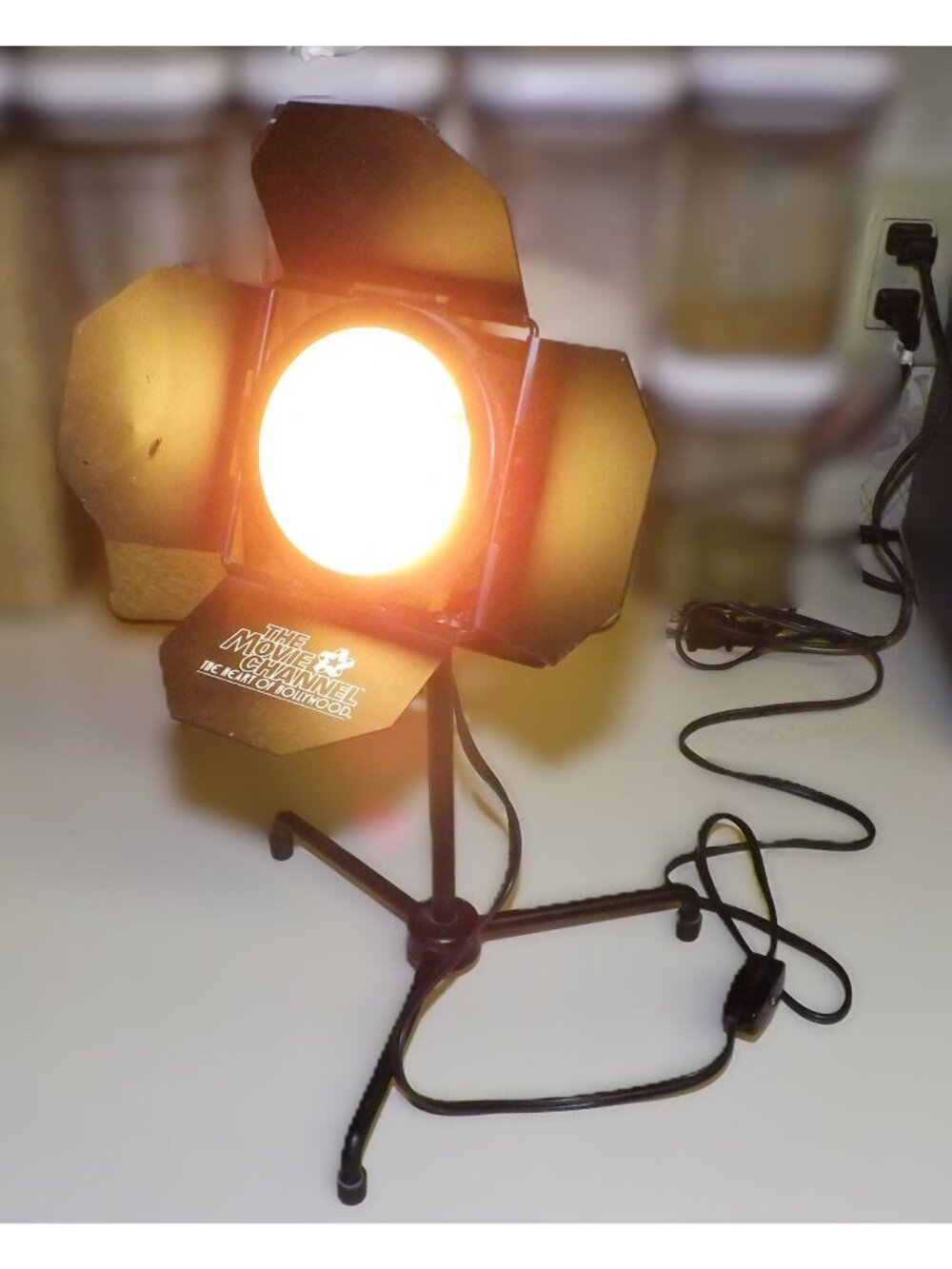 The Movie Channel Mini Spotlight Lamp Hollywood Décor Adj Tripod Black Metal